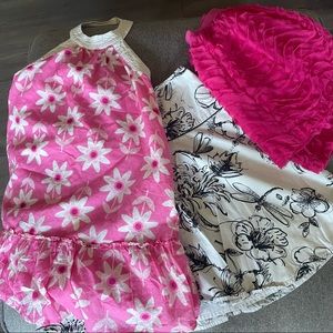 Skirts & Halter Dress Pink Ruffle White & Black Pink Floral Cute Summer …